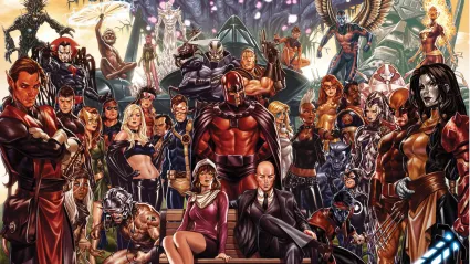 The X-Men in different eras all assembled on the Dawn of X teaser by Mark Brooks