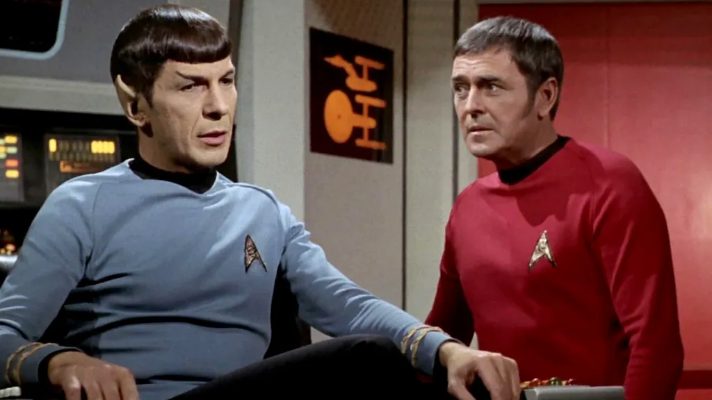 Leonard Nimoy and James Doohan in Star Trek