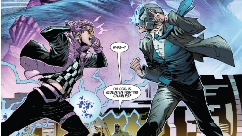 Quentin Quire and Xavier using their powers in battle