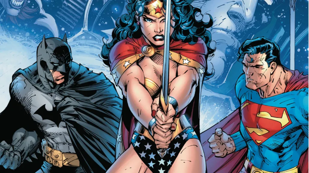 Wonder Woman, Batman, and Superman on the cover to Infinite Crisis