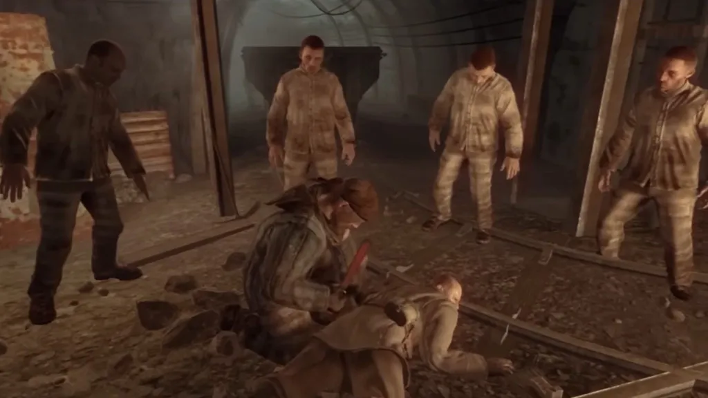 Reznov looting a body at the start of the rebellion in CoD Black Ops Vorkuta