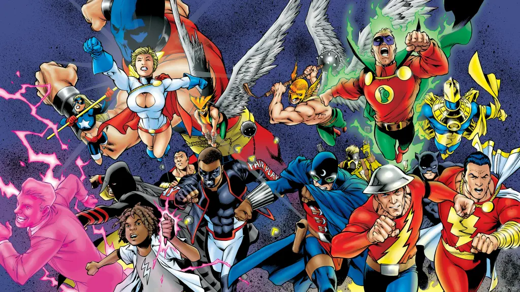 Multiple generations of JSA members from the over to JSA: Princes of Darkness