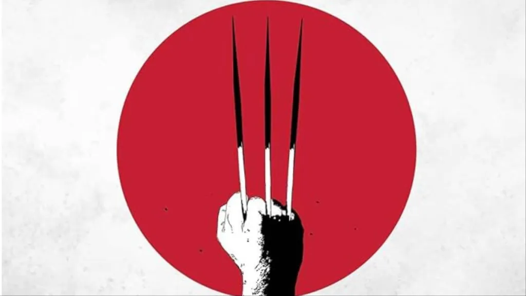 Wolverine's claws in the Japanese flag from Old Man Logan: The Last Ronin