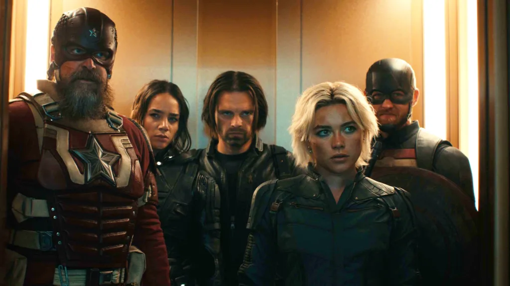 Thunderbolts team in elevator