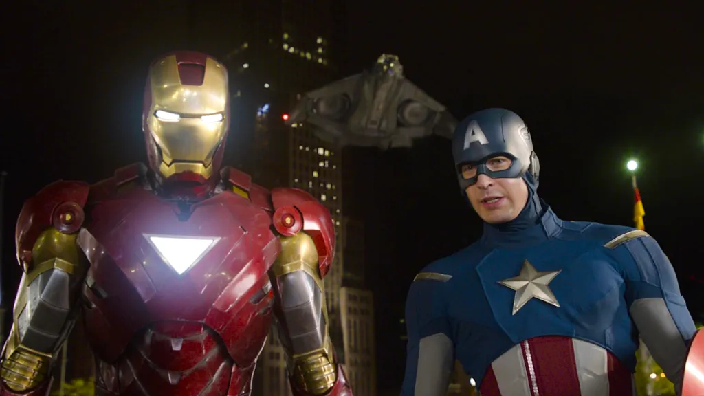 Iron Man and Captain America in The Avengers