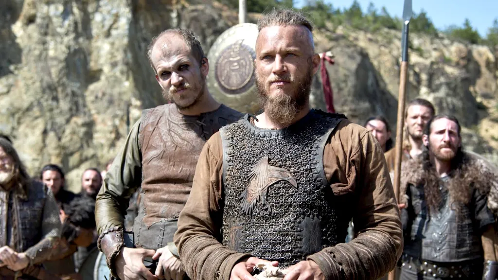 Gustaf Skarsgard and Travis Fimmel in Vikings