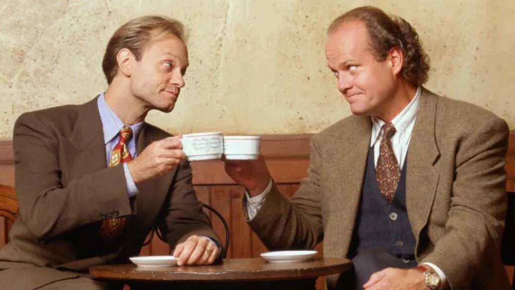 Frasier and Niles share a coffee in Frasier