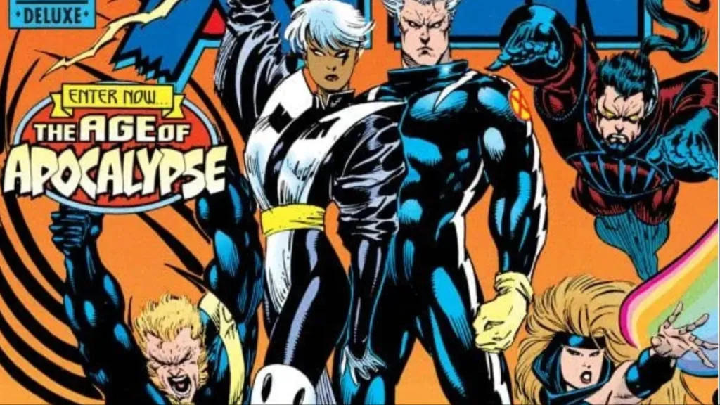 Banshee, Storm, Quicksilver, Dazzler, and Exodus standing together