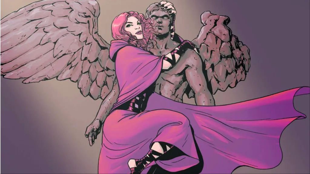 Lee from Fallen Angel holding onto an angel