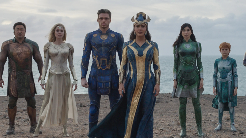 The Eternals on a beach in Eternals (2021)