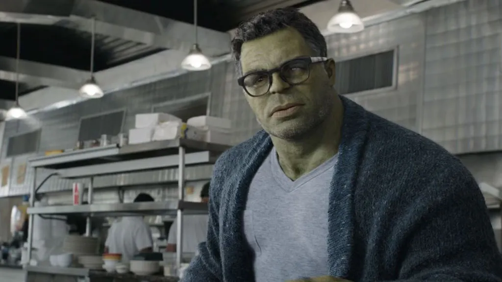 Smart Hulk wearing a shirt in Avengers: Endgame.