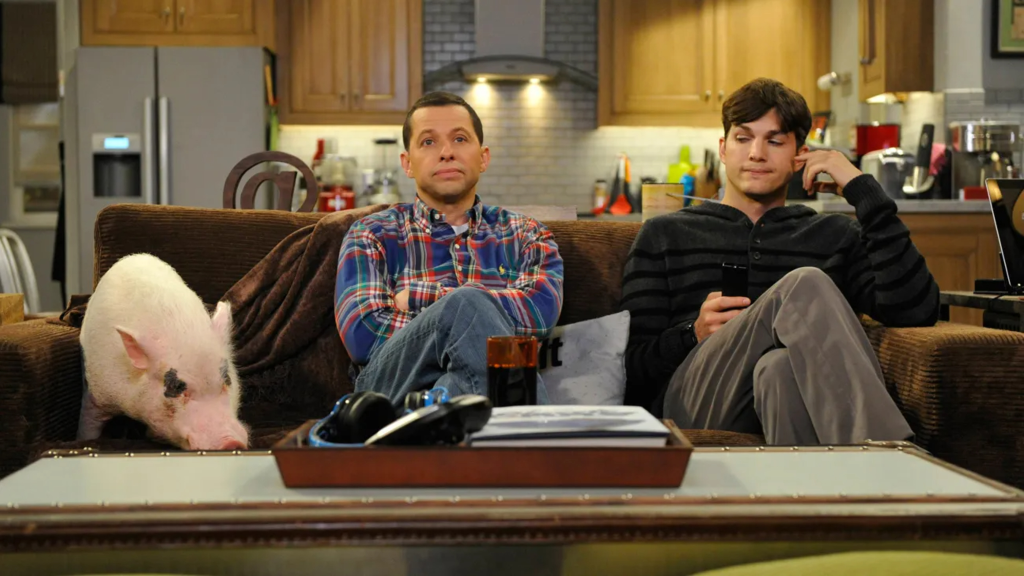 Jon Cryer and Ashton Kutcher as Alan and Walden in Two and a Half Men