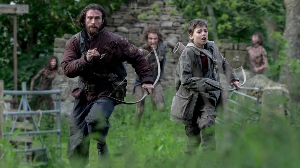 Aaron Taylor-Johnson and Alfie Williams in 28 Years Later