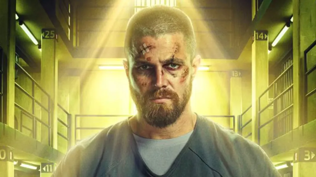 Oliver Queen in jail in Arrow.