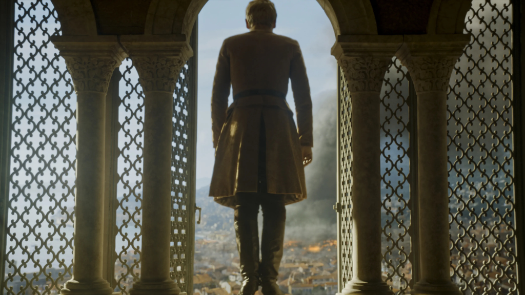 Tommen Baratheon jumping to his death in Game of Thrones