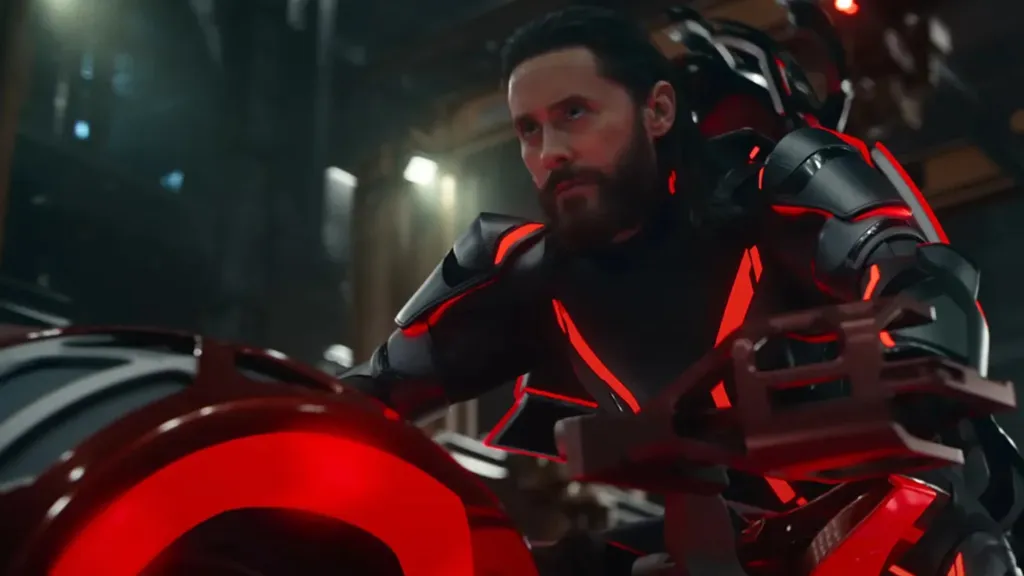 Jared Leto rides a light cycle in Tron Ares