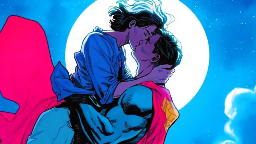 Superman kissing Lois Lane