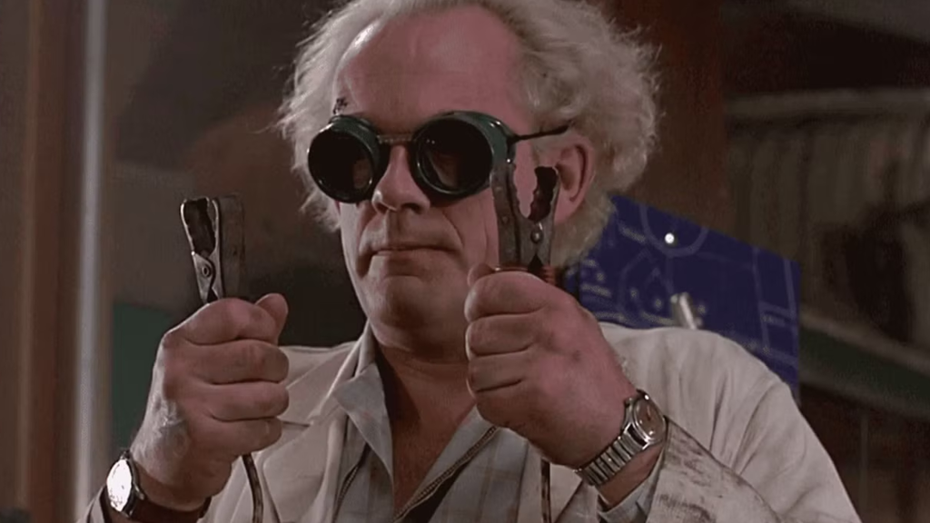Doc Brown performing an experiment in Back to the Future