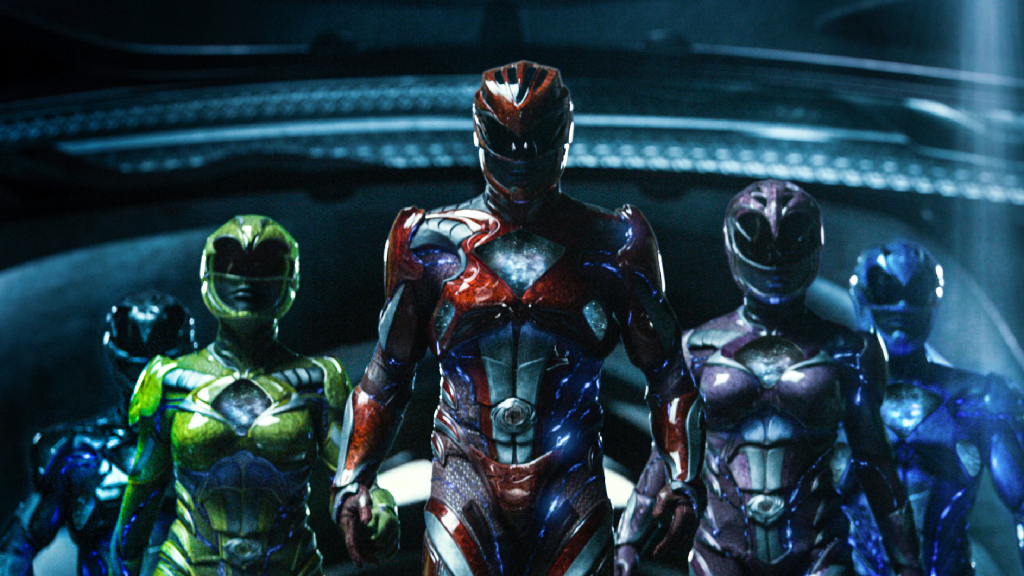 The cast of Power Rangers (2017) in their armor