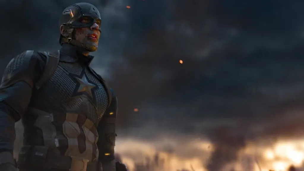 Captain America Steve Rogers stands against Thanos in Avengers: Endgame