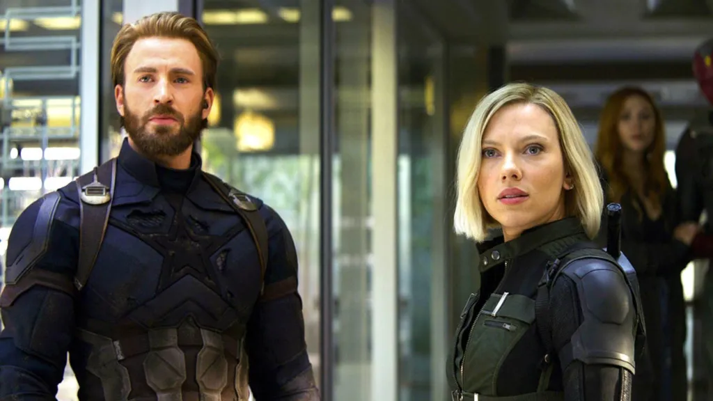 Natasha Romanoff Black Widow and Steve Rogers Captain America in Avengers: Infinity War