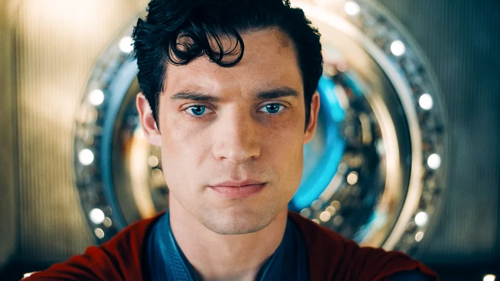 Close up of David Corenswet as Superman