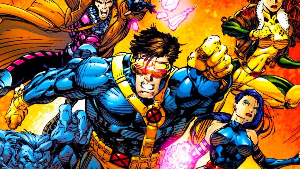 Cyclops, Beast, Gambit, Rogue, and Psylocke as the X-Men in Marvel Comics