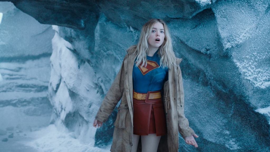 Milly Alcock as Supergirl in the Fortress of Solitude in Superman