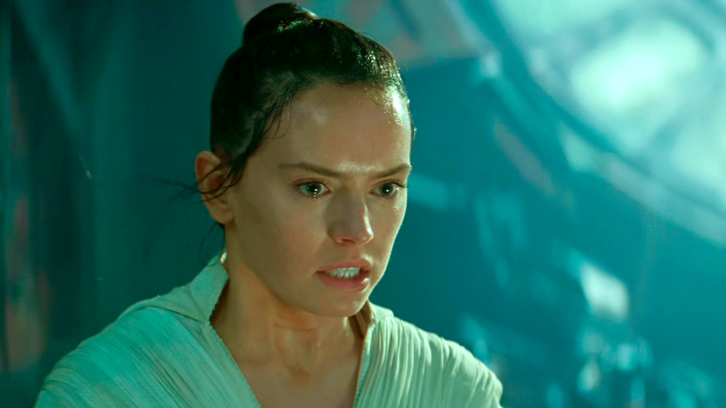 Rey (Daisy Ridley) on the second Death Star ruins in Star Wars The Rise of Skywalker