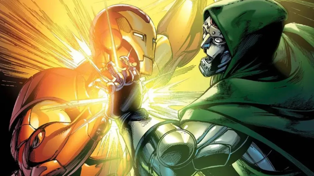Victor Von Doom battling Iron Man in Marvel Comics