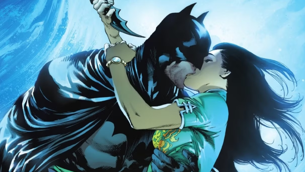 Batman kissing Talia al Ghul in DC Comics