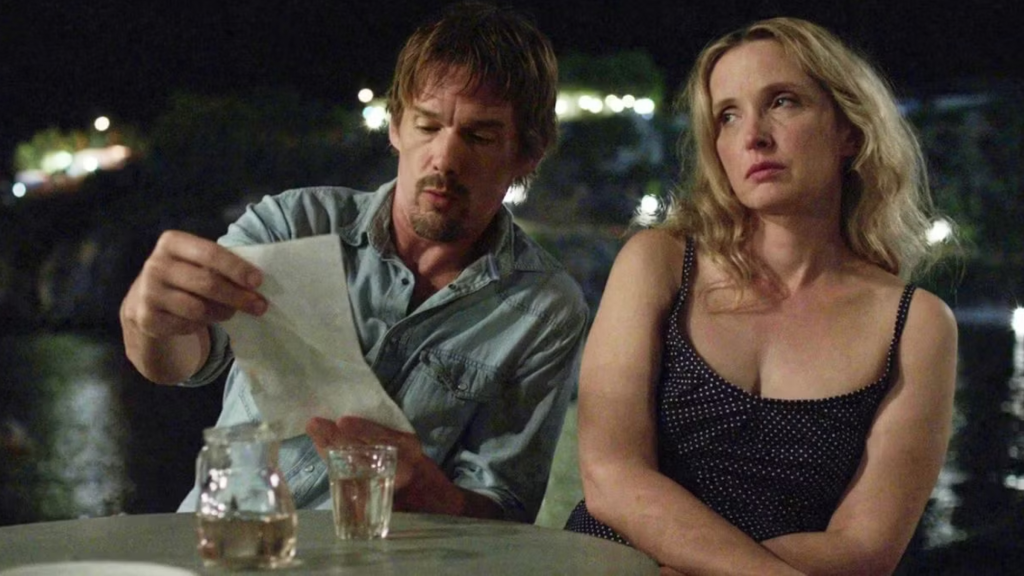 Ethan Hawke and Julie Delpy in Before Midnight