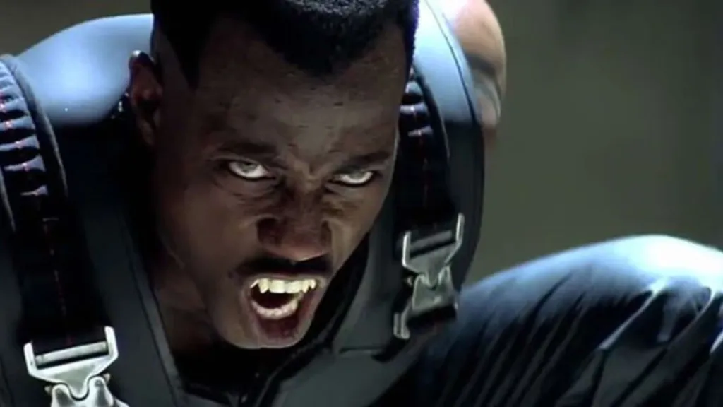 Wesley Snipes' Blade showing his teeth.