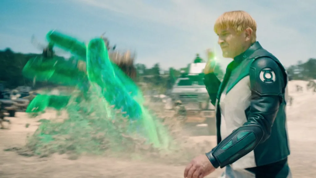 Guy Gardner attacking a tank in Superman.