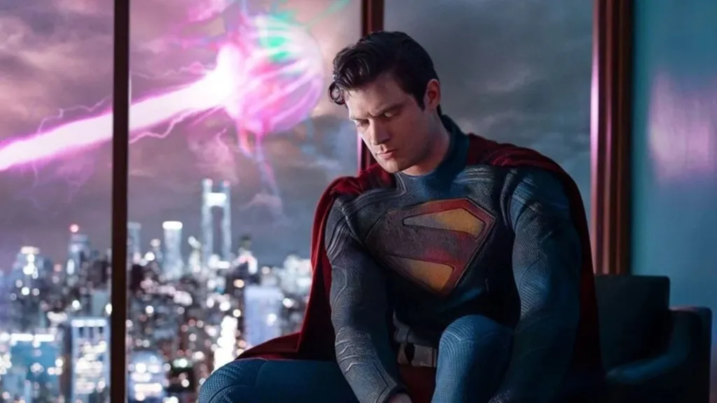 Superman working on his boots in Peacemaker.