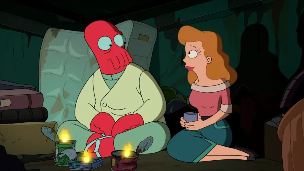 Zoidberg and Marianne in Futurama