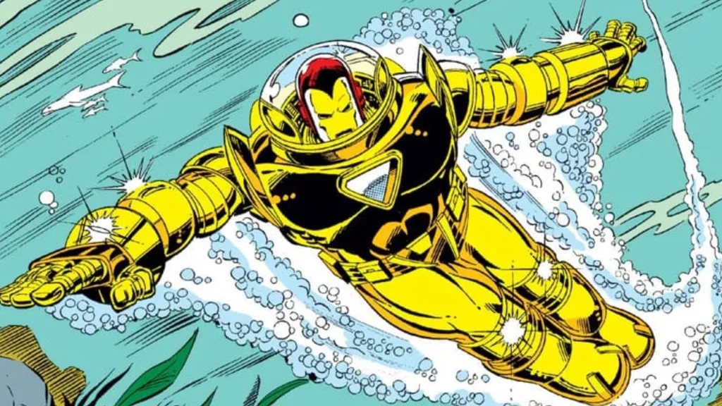 Iron Man in Hydro Armor suit in an underwater operation