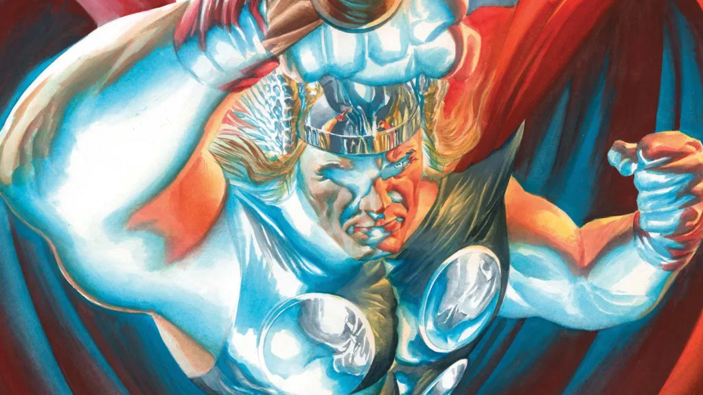 Thor glowing with bluish-white energy