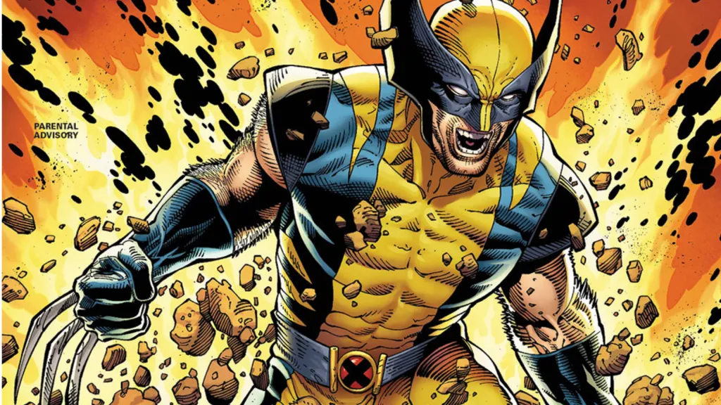 Wolverine breaking out of the ground with rocks flying everywhere