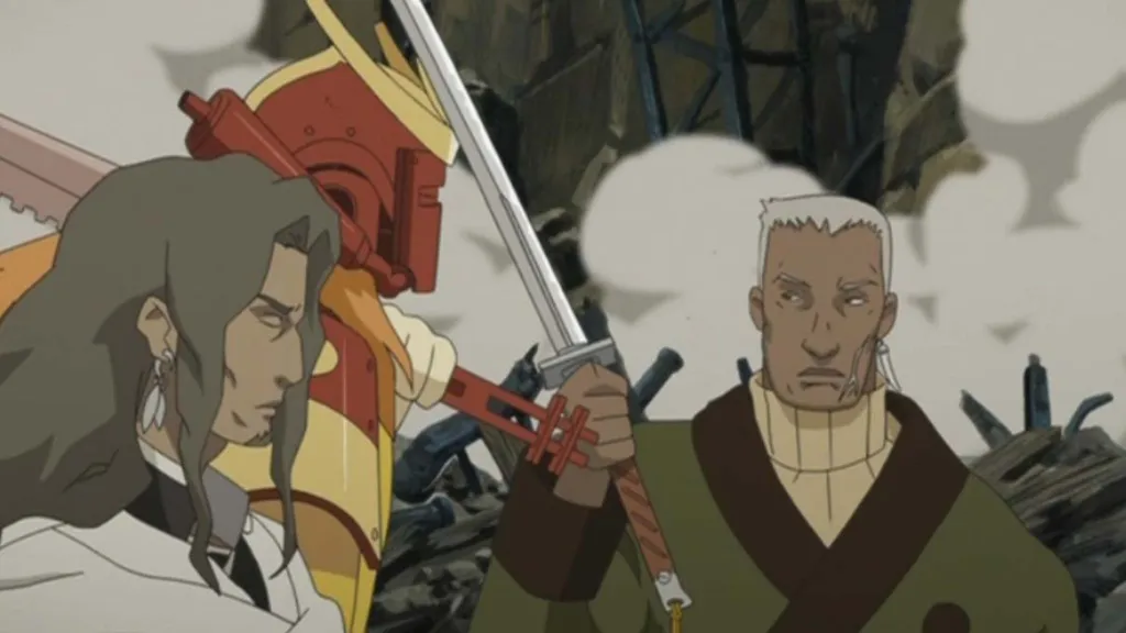 Samurai 7 characters in sword fight