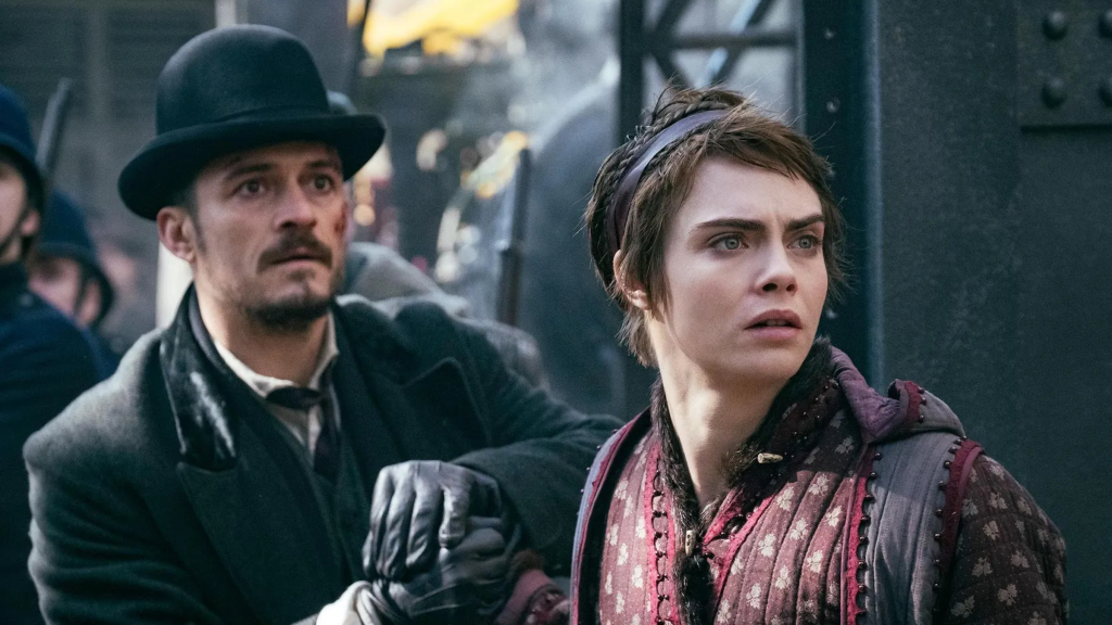 Orlando Bloom and Cara Delevingne in Carnival Row