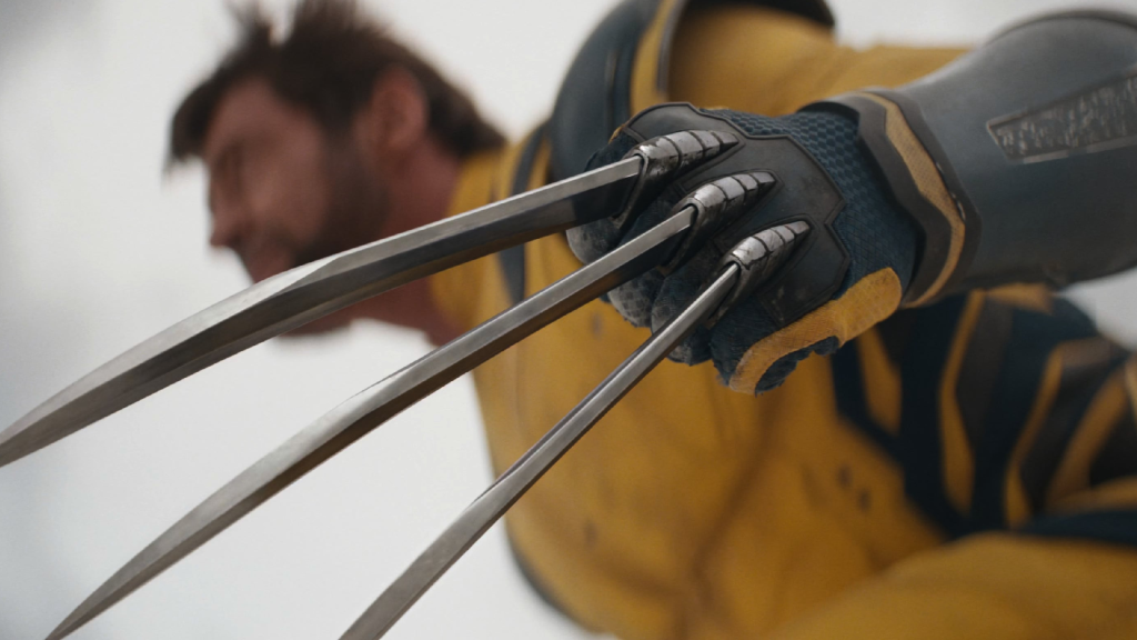 Hugh Jackman as Wolverine showing his claws in Deadpool & Wolverine (2024)