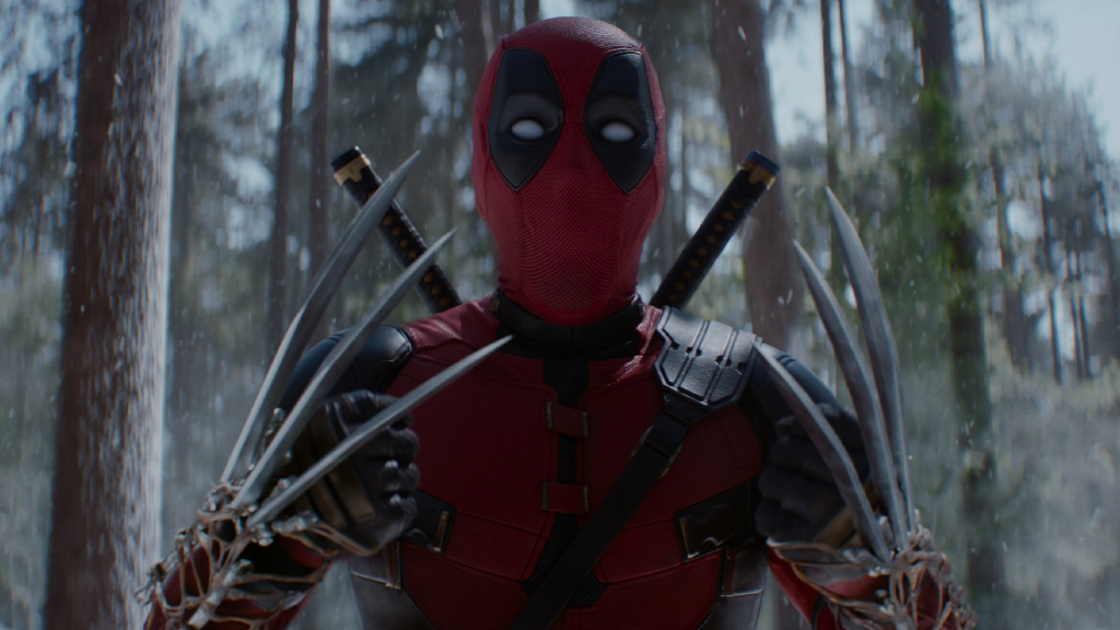Deadpool with Logan's severed claws in Deadpool & Wolverine