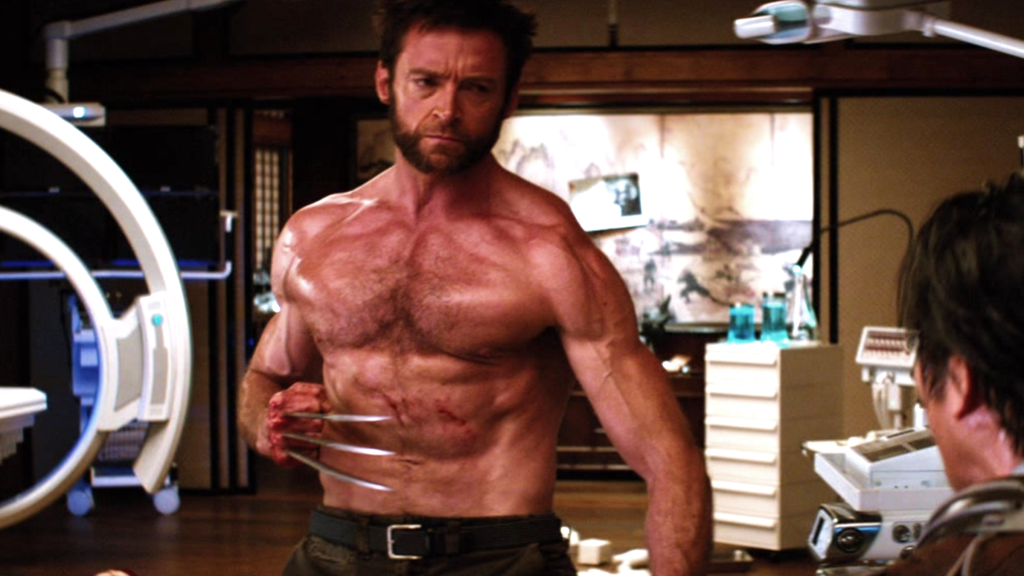 Hugh Jackman as Wolverine shirtless with his claws out in The Wolverine (2013)