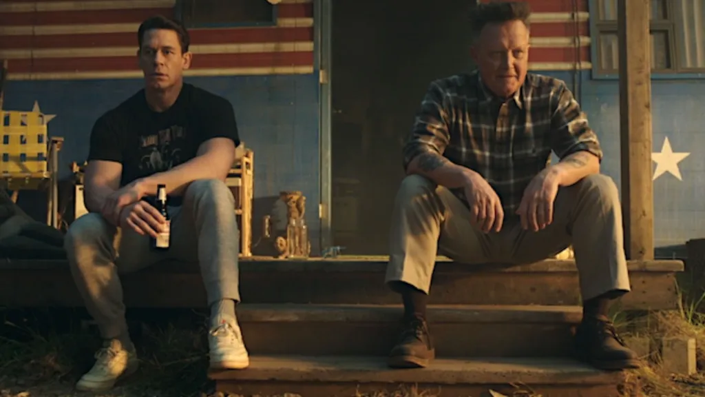 Peacemaker and his dad's ghost.