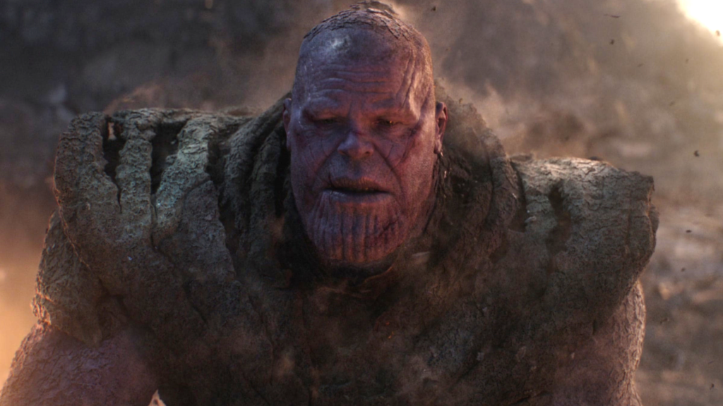 Josh Brolin as Thanos turning to dust in Avengers: Endgame