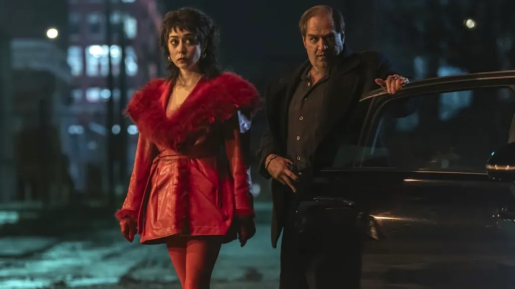 Cristin Milioti and Colin Farrell in The Penguin