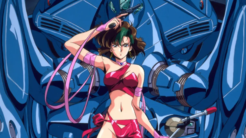 Bubblegum Crisis main cast in front of the mecha