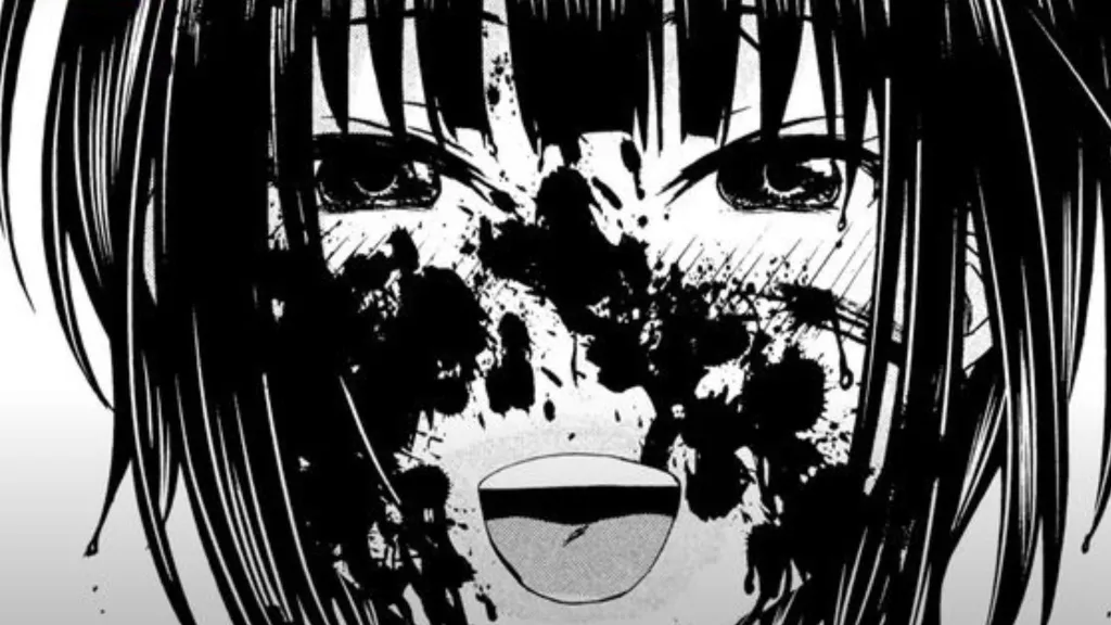 Dead Tube manga character with blood in their face