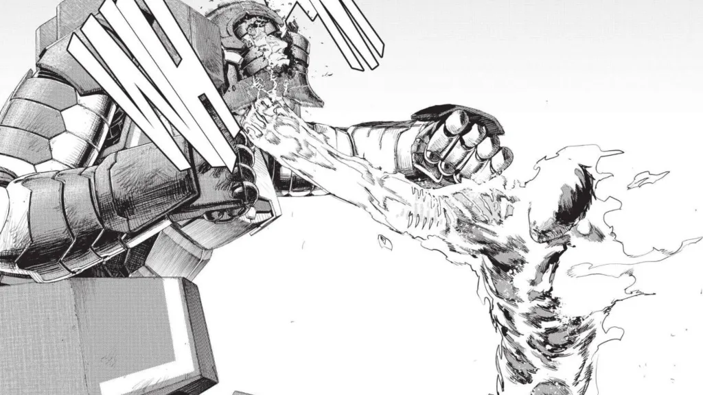 Fire Punch punching a villain 